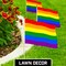 G128 50 Pack Handheld LGBT Rainbow Pride Stick Flags | 12x18 In | Printed 150D Polyester, Country Flag, Solid Wooden Stick, Spear Gold Tip